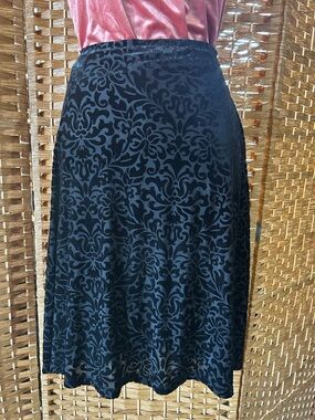 Talbots Black Burnout Velvet Skirt Sz 4 A Line Lined Flocked Damask